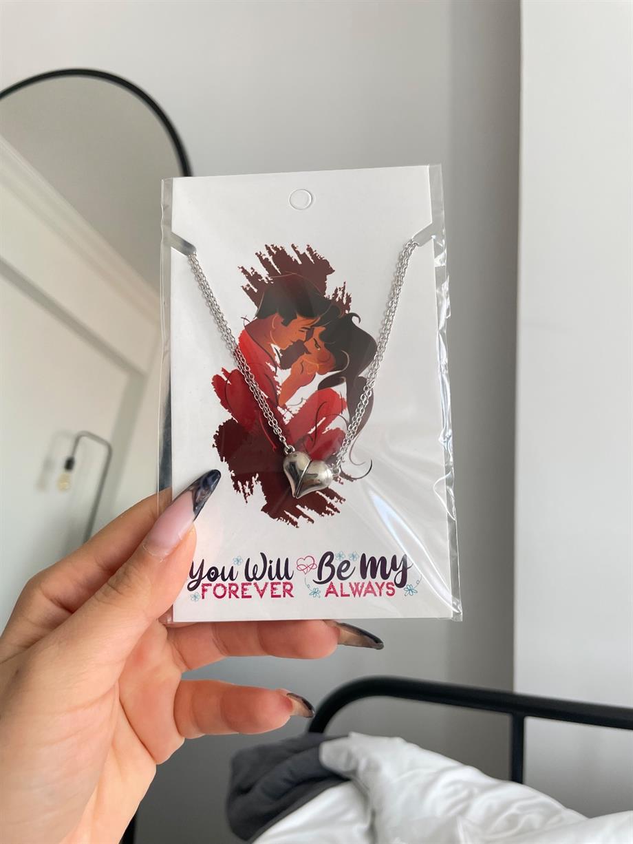 Mıknatıslı Love Çift Kolyesi