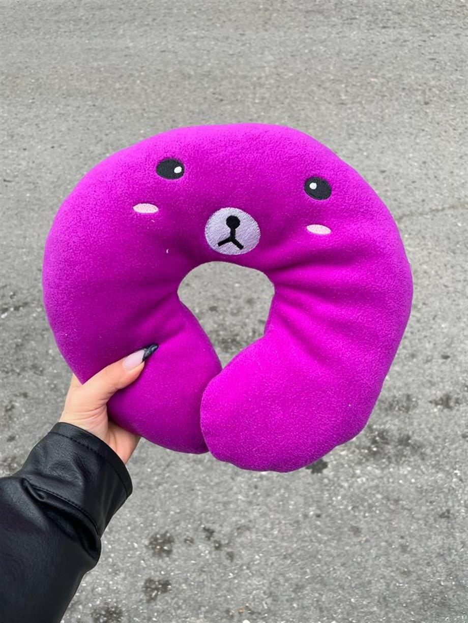 Mor Ayı Peluş Boyun Yastığı