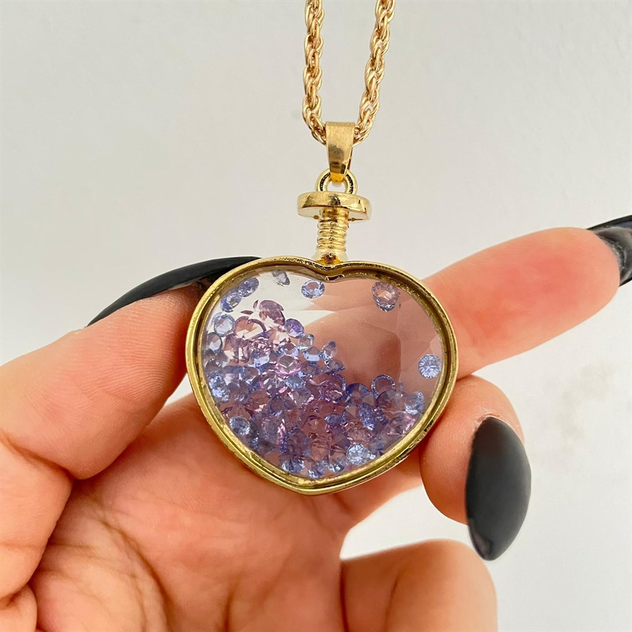 Mor Kristal Mistik Şişe Kolye