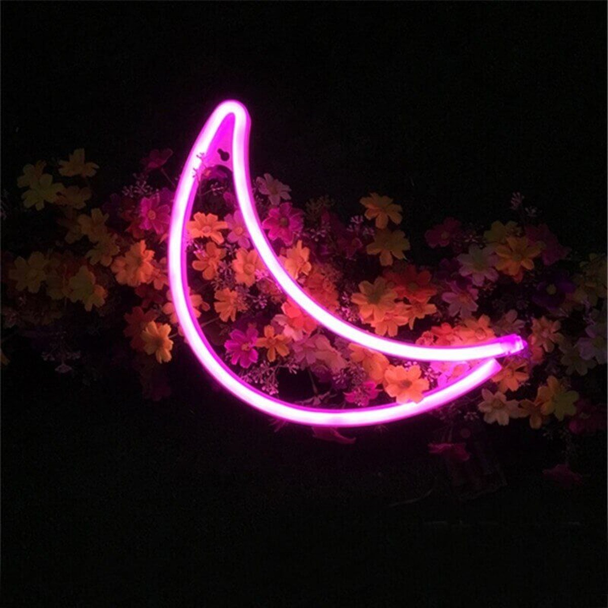 Neon Hilal Duvar Lambası Pembe
