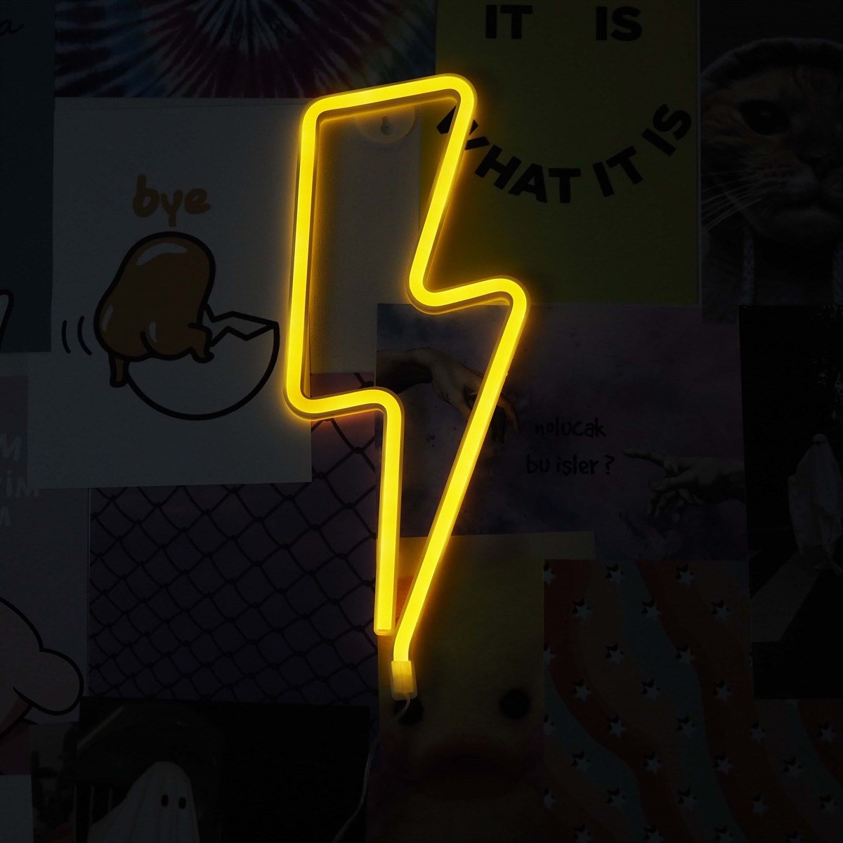 Neon Şimşek Duvar Lambası