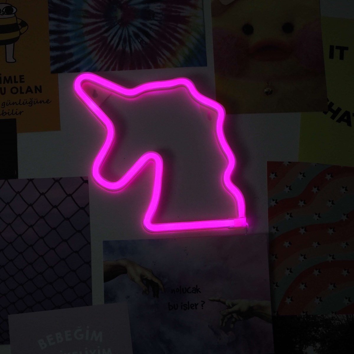 Neon Unicorn Duvar Lambası