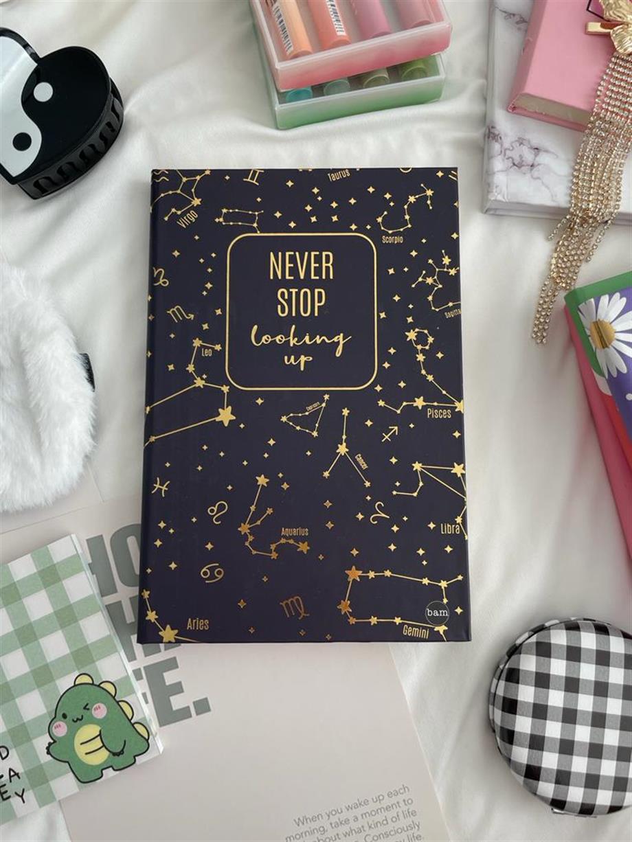 Never Stop Lastikli Sert Kapak Defter