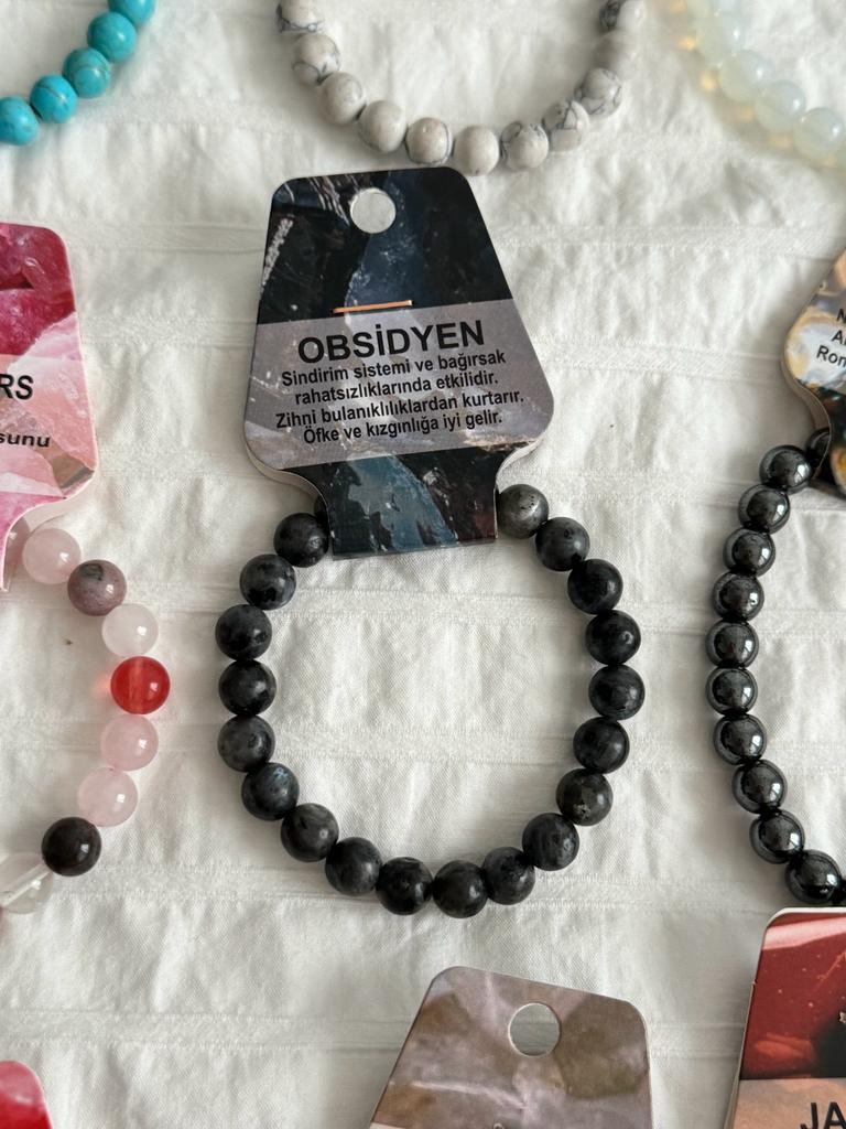 Obsidyen Doğal Taş Bileklik 8mm