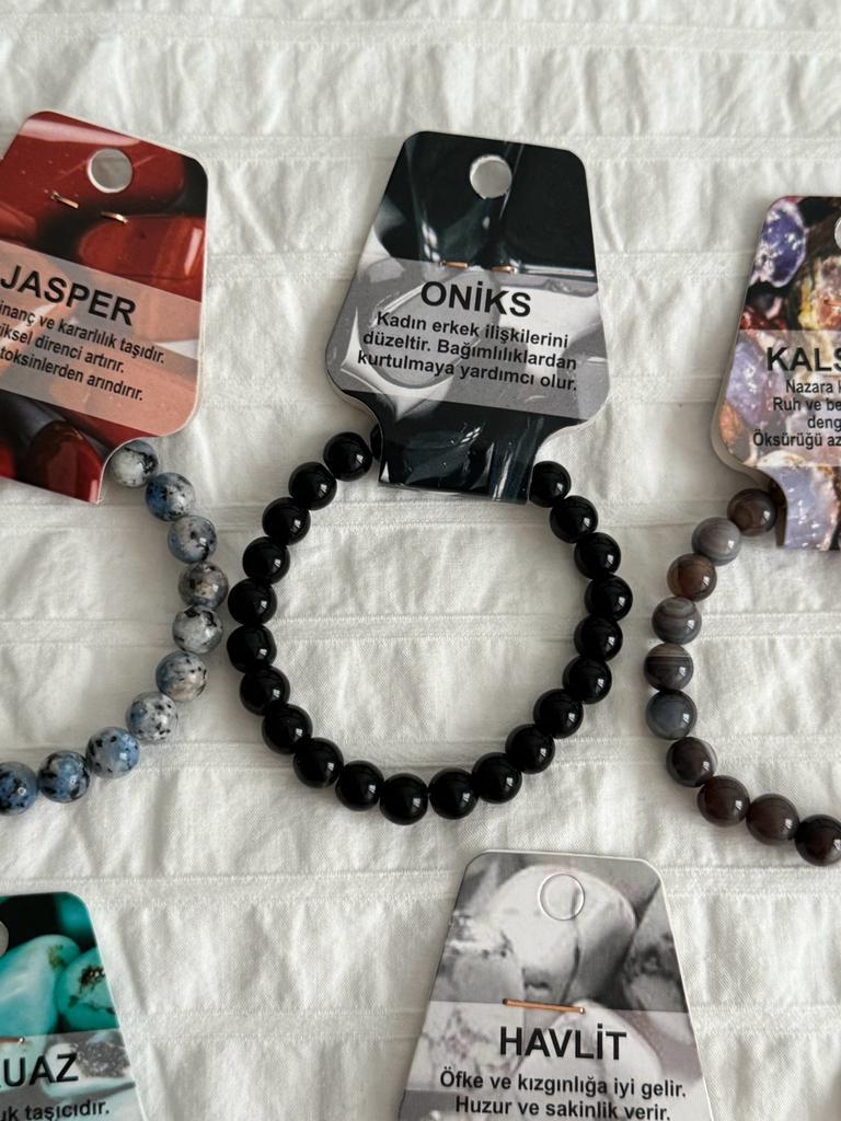 Oniks Doğal Taş Bileklik 8mm