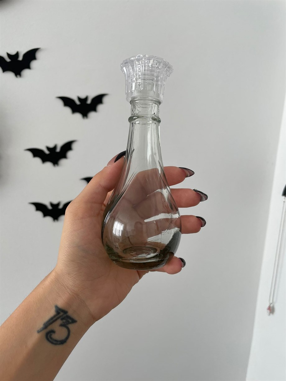 Oval Kristal Kapaklı İksir ve Sıvı Şişesi