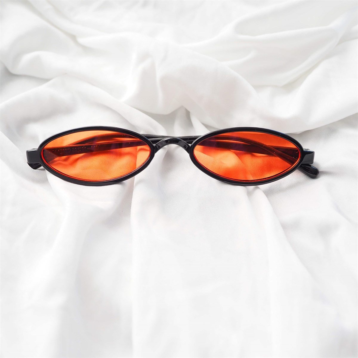 Oval Mini Çerçeve Güneş Gözlüğü Black Orange