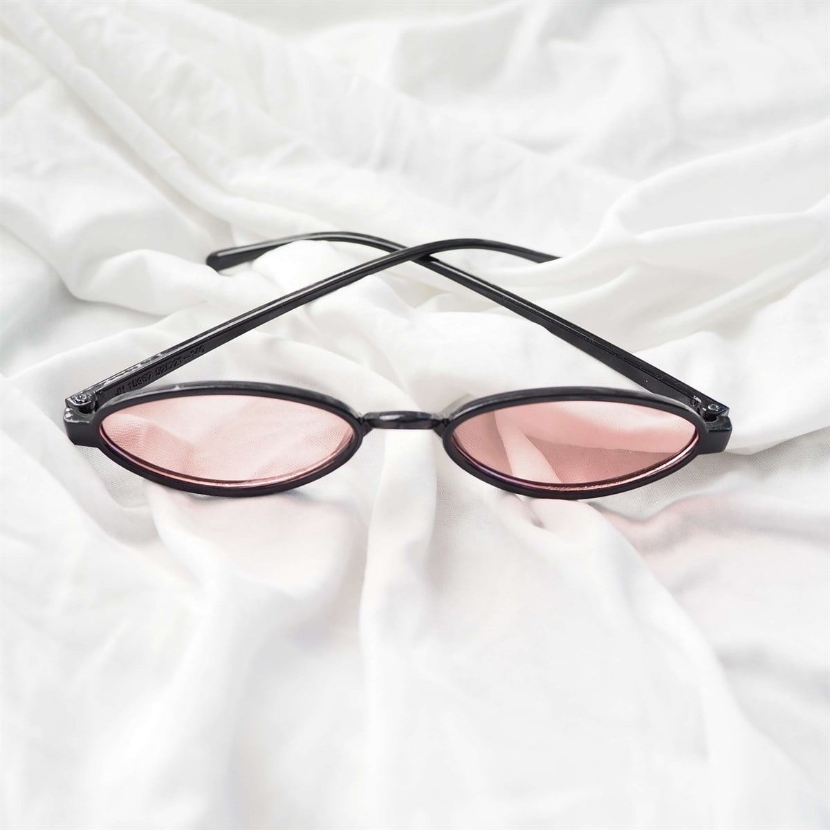 Oval Mini Çerçeve Güneş Gözlüğü Black Pink