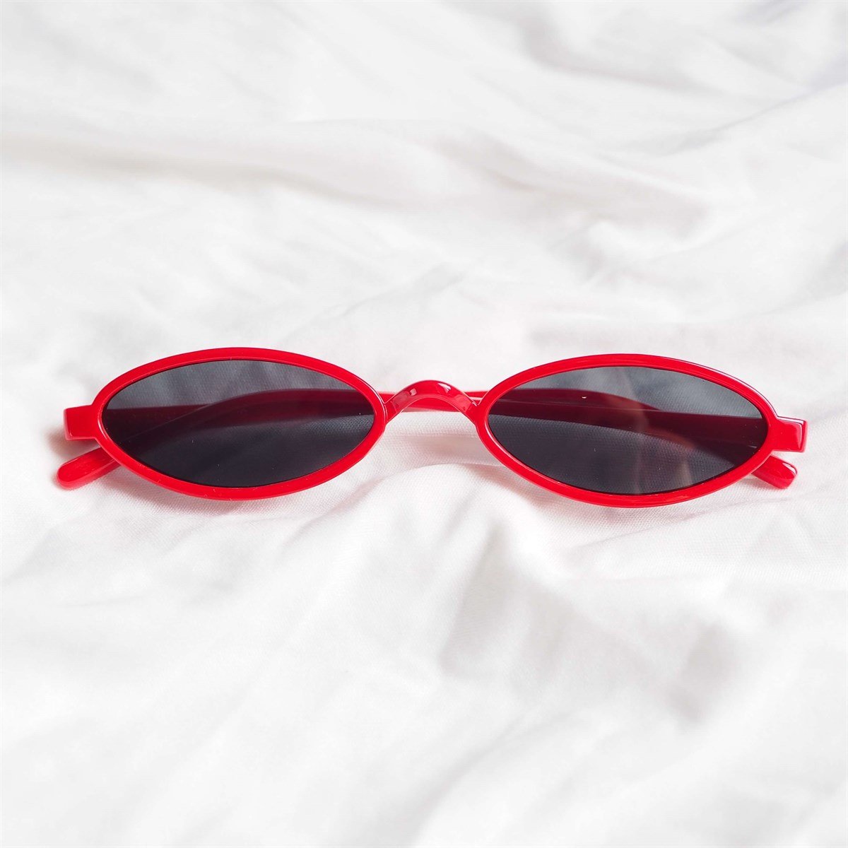 Oval Mini Çerçeve Güneş Gözlüğü Red Black