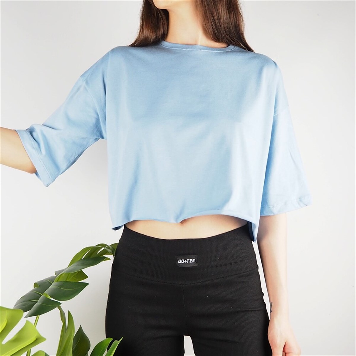 Oversize Crop Mavi T-shirt