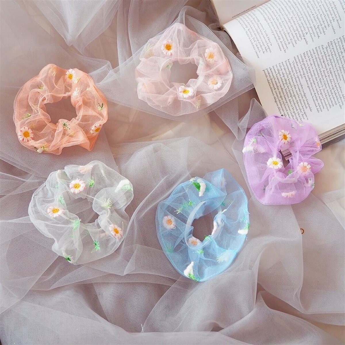 Papatya Tül Scrunchie Toka