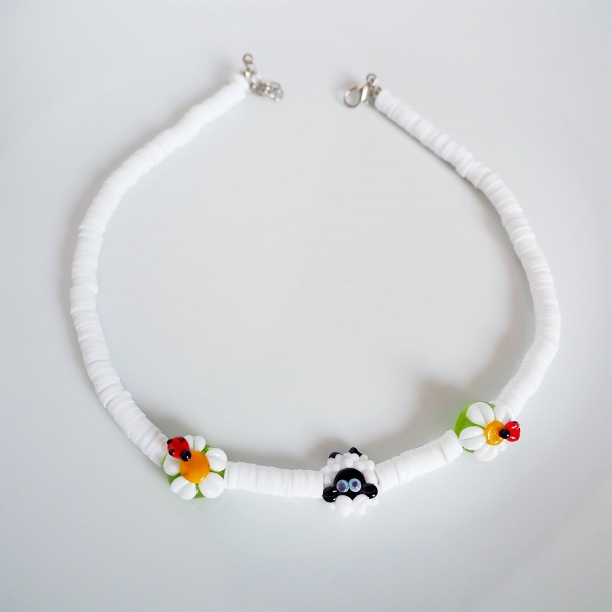 Papatya ve Koyun Fimo Kolye I Handmade