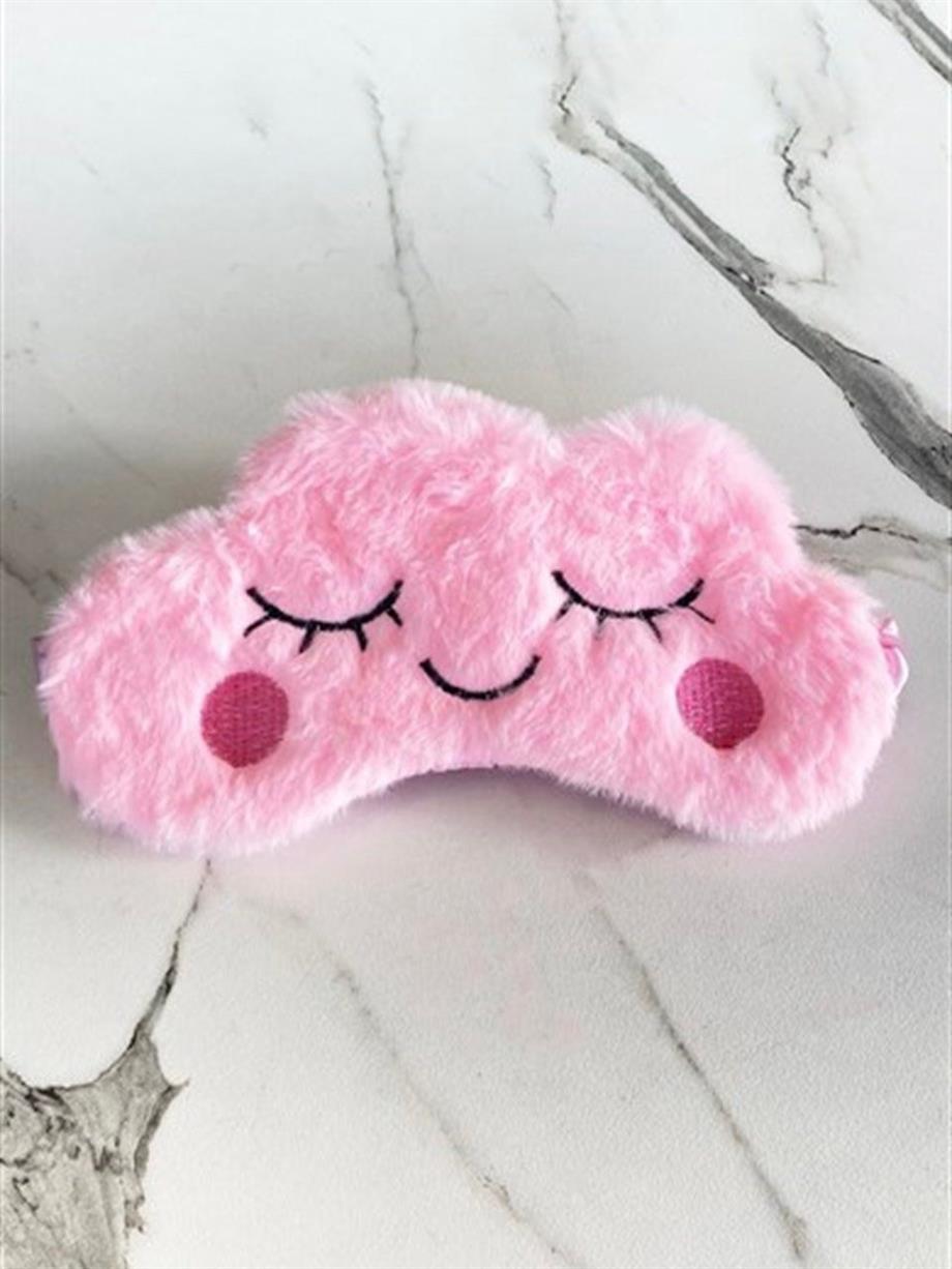 Pembe Bulut Peluş Uyku Maskesi