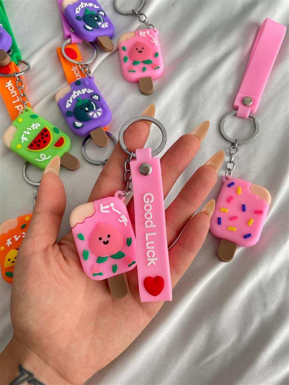 Pembe Icecream Silikon Anahtarlık