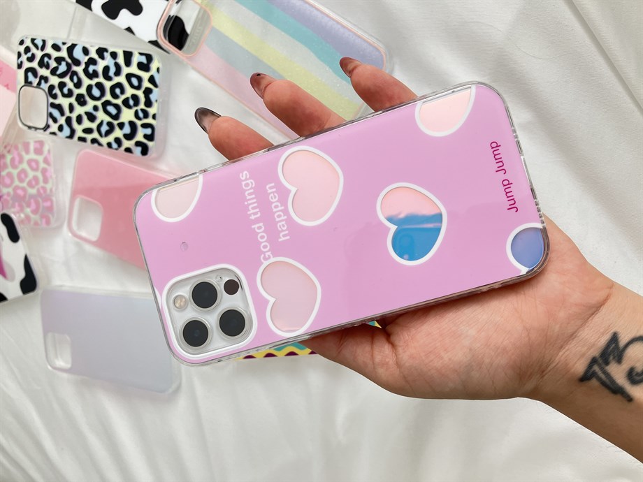 Pembe Kalp Aynalı Iphone Kılıf