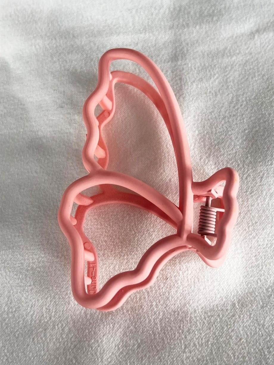 Pembe Kelebek figürlü Mandal Toka