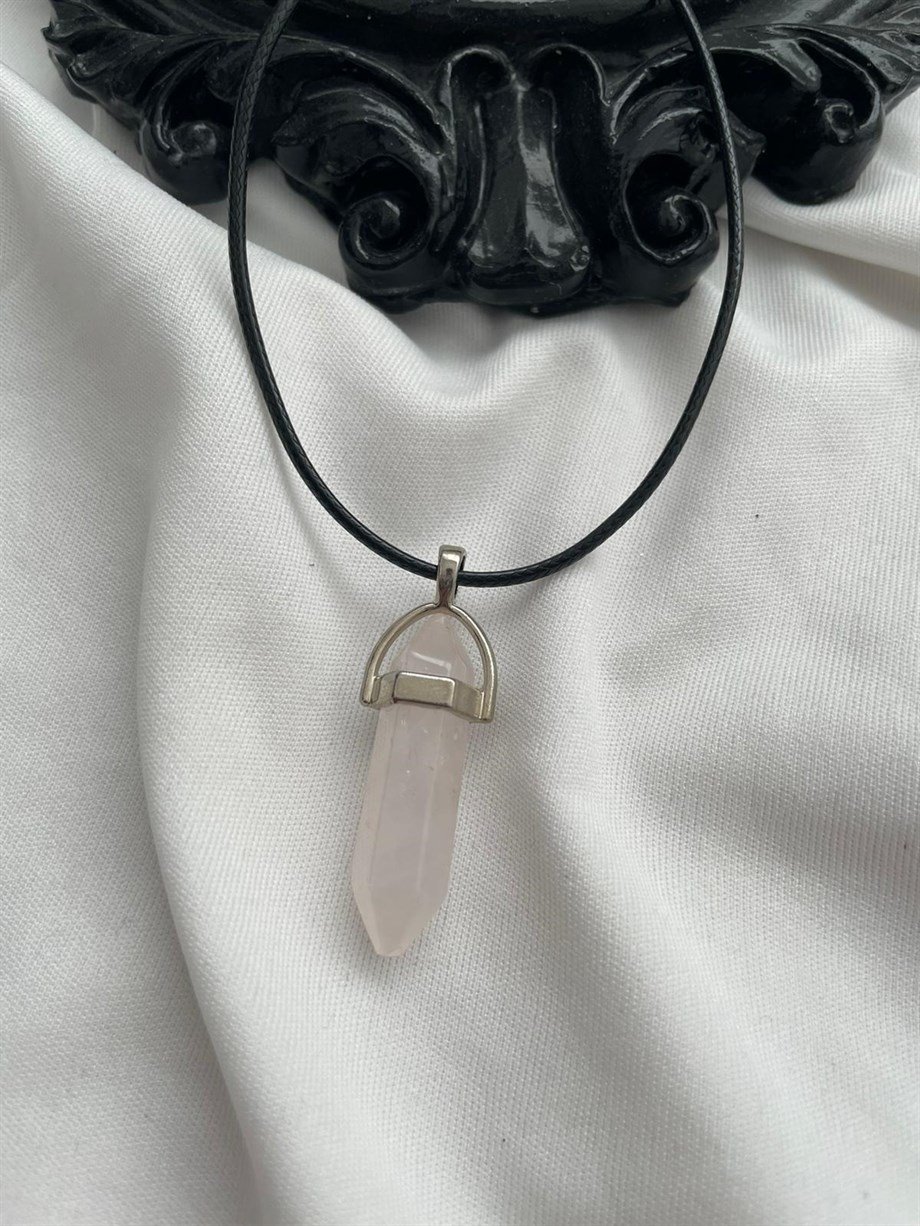 Pembe Kuvars Doğaştaş Pandül Kolye