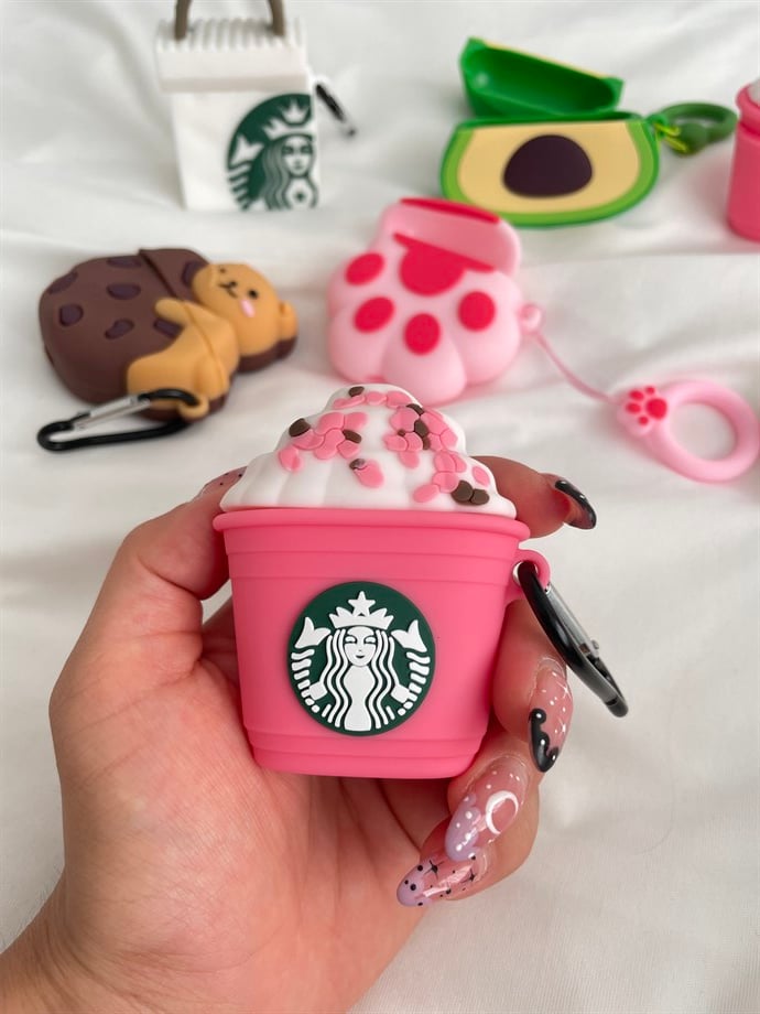 Pembe Starbucks AirPods 1 ve 2 Uyumlu Koruyucu Kılıf