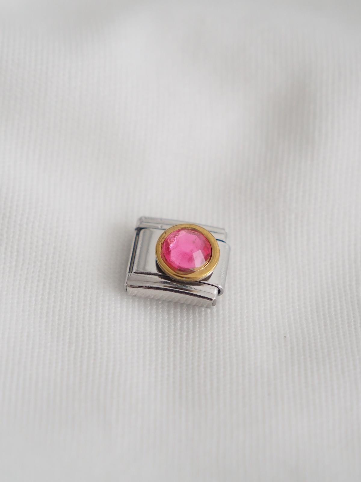 Pembe Yuvarlak Taş İtalyan Charm