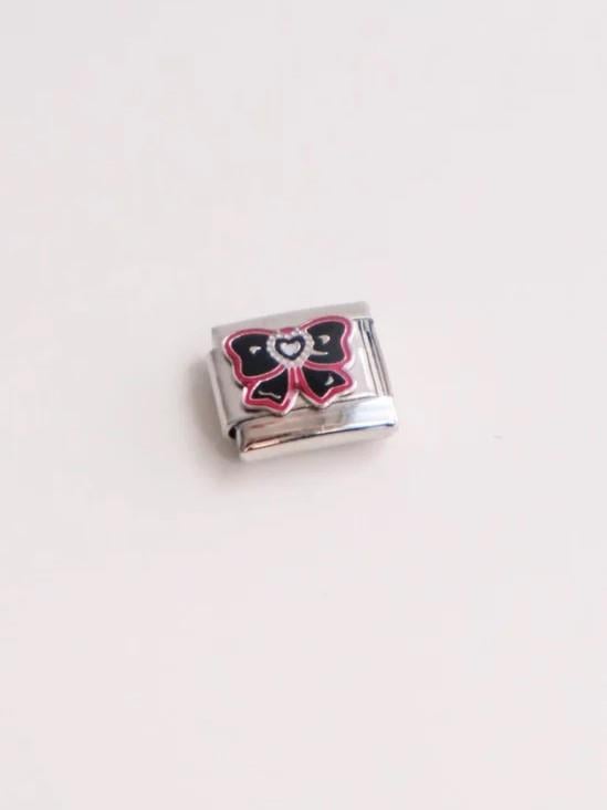 Pink Black Ribbon İtalyan Charm