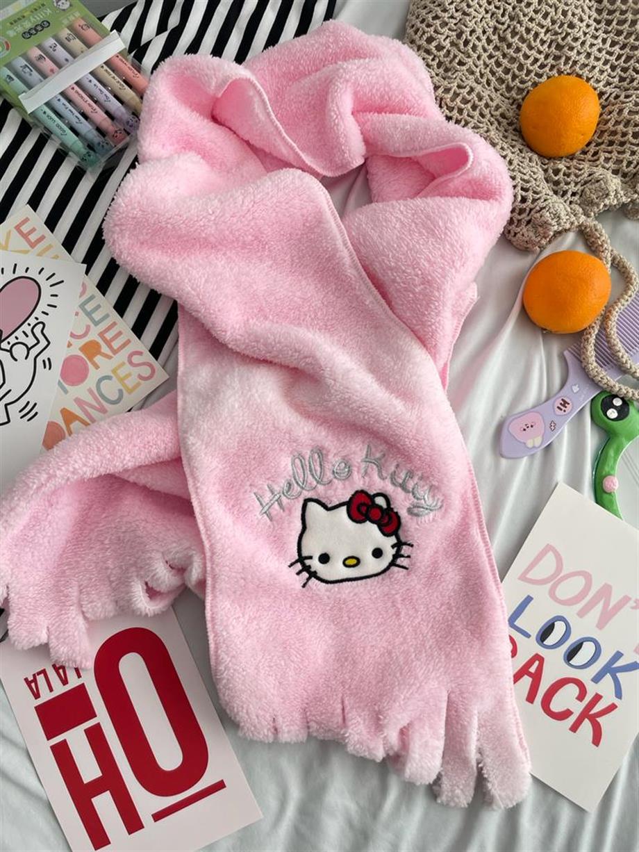 Pink Kitty Peluş Atkı