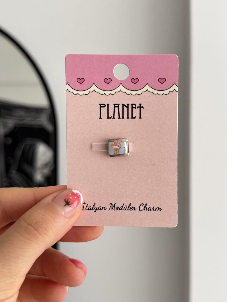 Pink Rabbit Kartlı İtalyan Charm