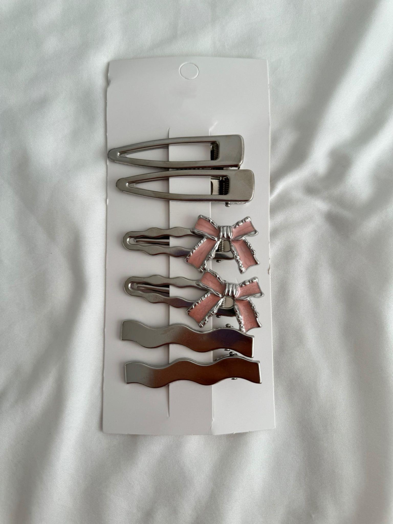 Pink Ribbon 6lı Metal Toka Set