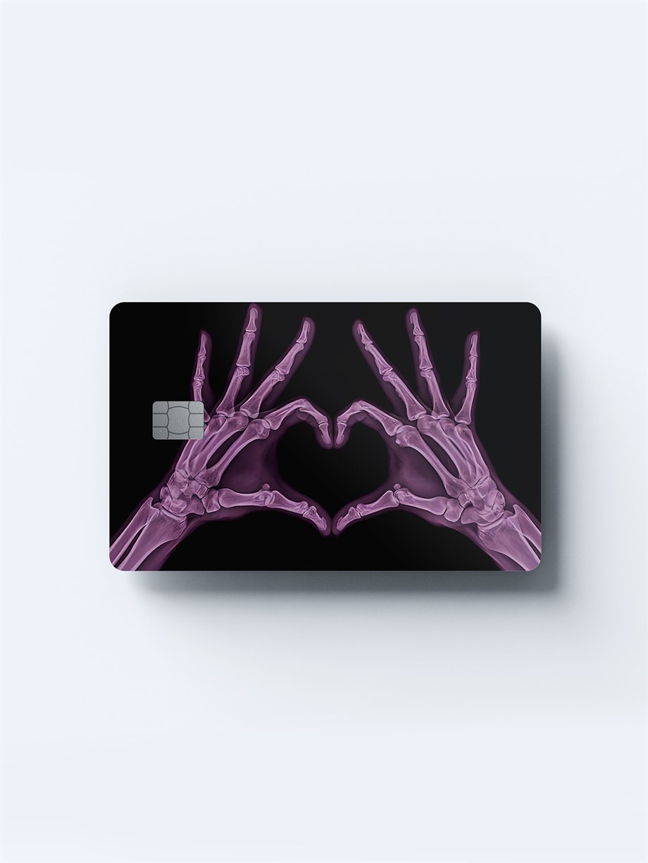 Pink Skull Heart Hands Kart Kaplama Sticker