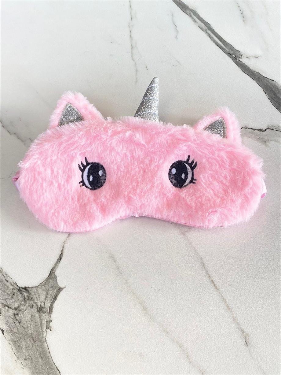 Pink Unicorn Eyes Peluş Uyku Maskesi