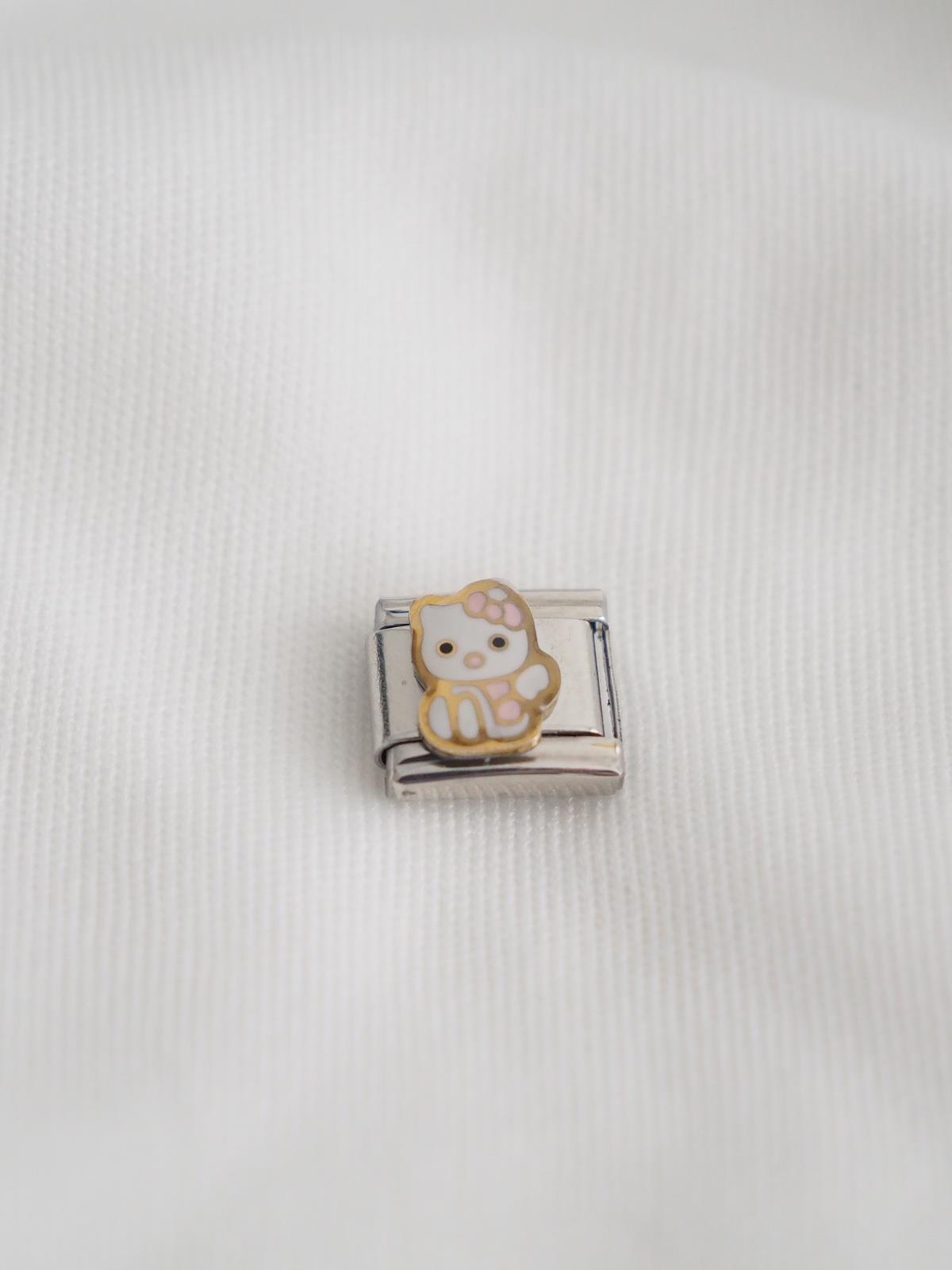 Pink White Kitty İtalyan Charm