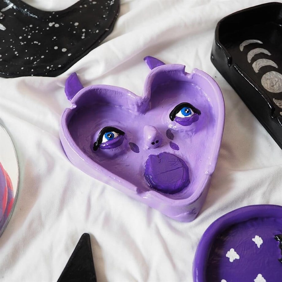 Purple Heart Devil Küllük - Takı Tabağı I Handmade