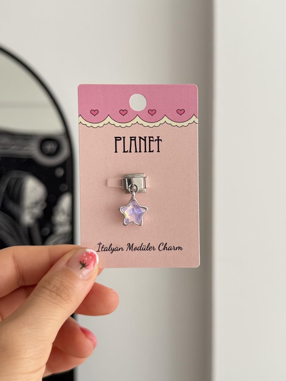 Purple Hologram Sallantılı Kartlı İtalyan Charm