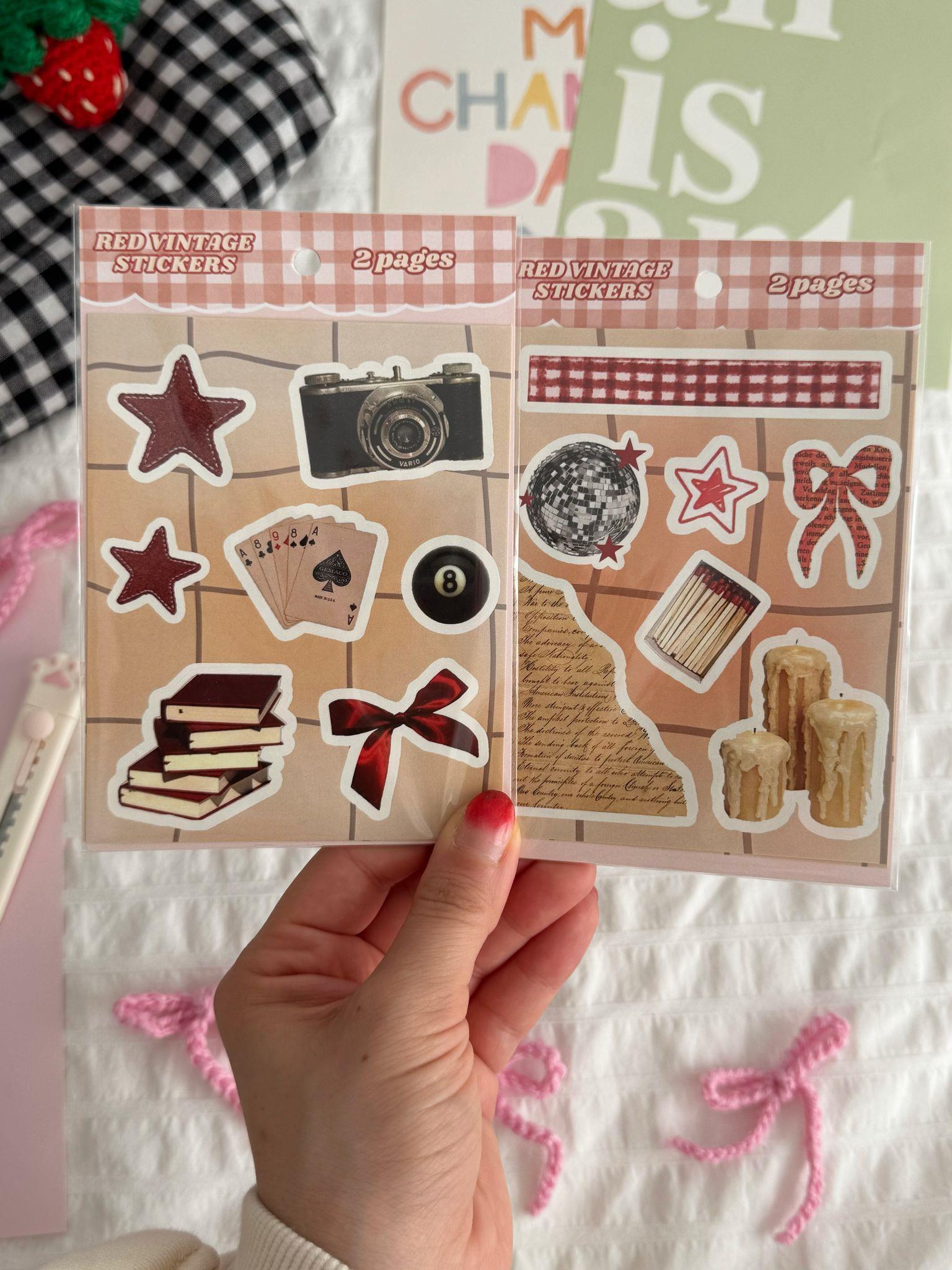 Red Vintage Sheet 2li Sayfa Sticker