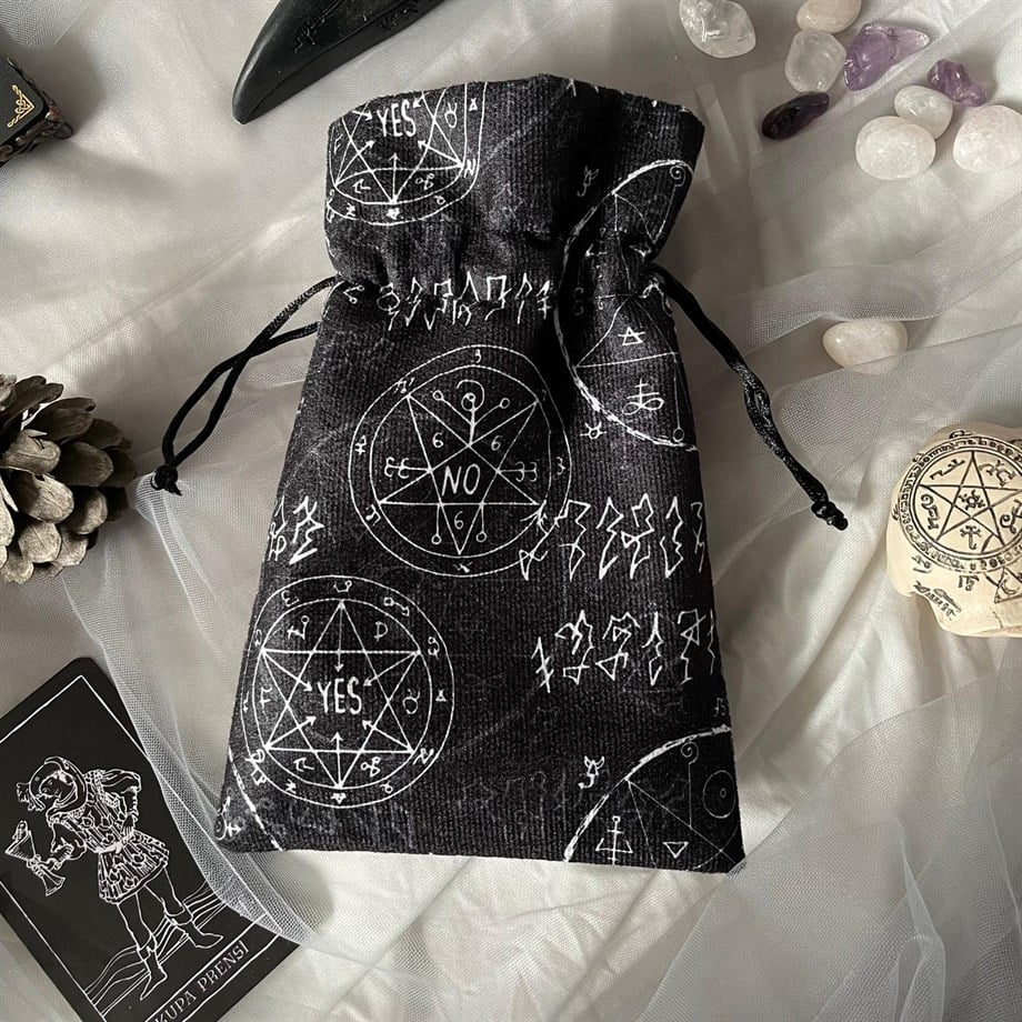 REGIN Black Yes/No Pentacle Tarot & Rune & Kristal  Kesesi 