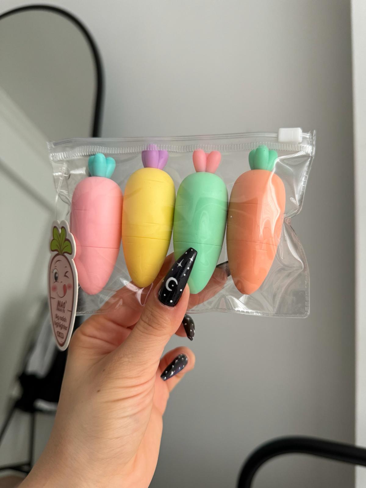 Renkli Havuç 4lü Fosforlu Kalem Seti 