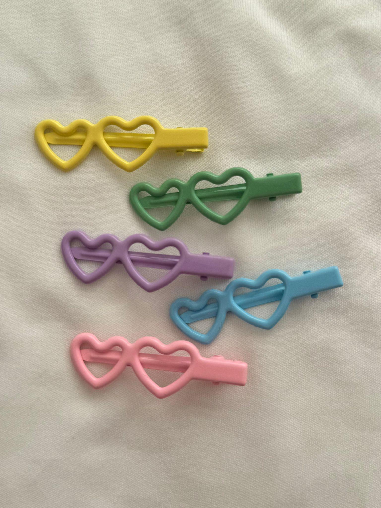 Renkli Kalpler Yan Toka Seti 5li