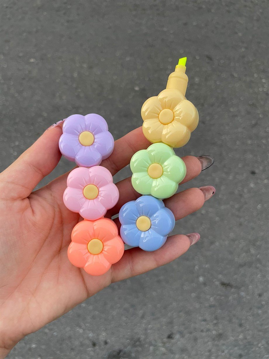 Renkli Papatyalar Fosforlu Kalem Seti