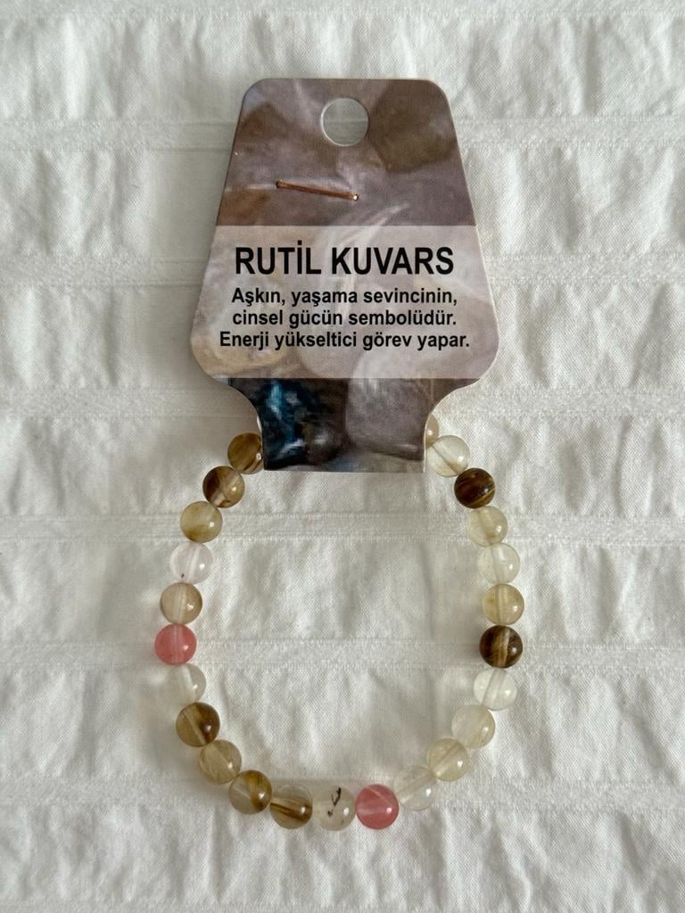 Rutil Kuvars Doğal Taş Bileklik 6mm