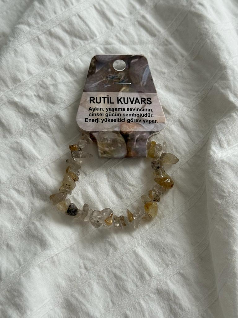 Rutil Kuvars Kırık Doğaltaş Bileklik