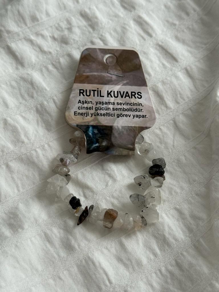 Rutil Kuvars Kırık Doğaltaş Bileklik