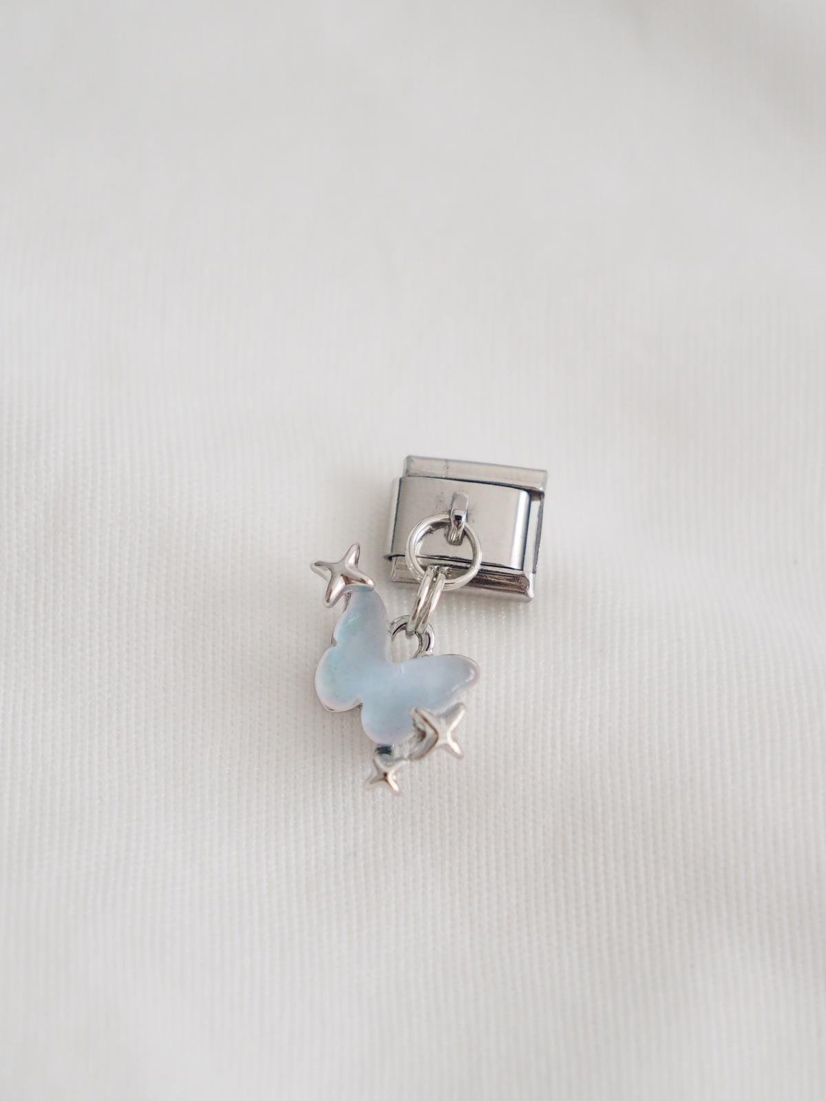 Sallantılı Blue Butterfly Stars İtalyan Charm