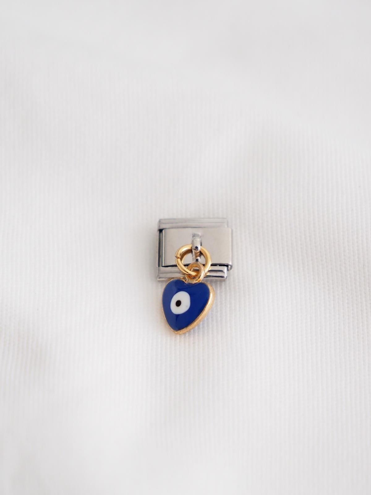 Sallantılı Kalp Nazar Boncuğu İtalyan Charm