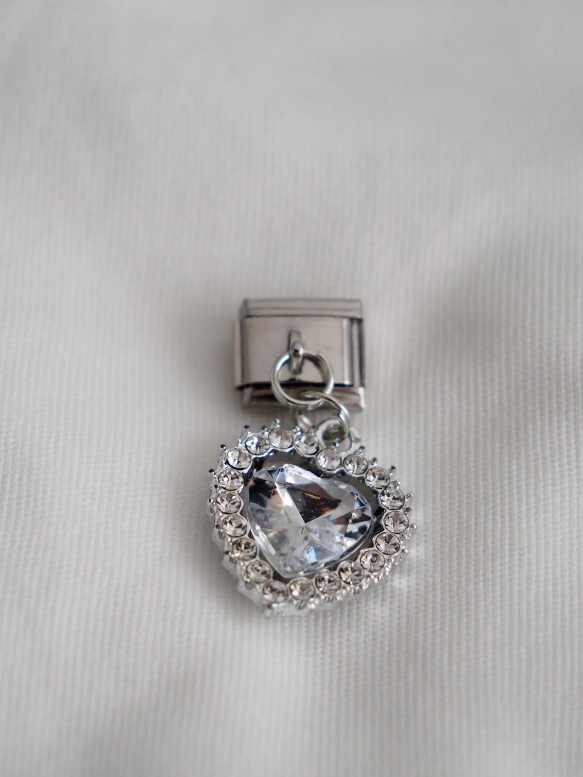 Sallantılı Mavi Taşlı Kalp İtalyan Charm