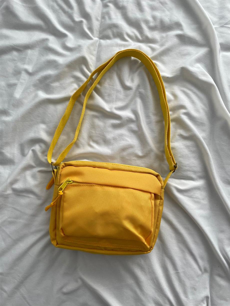 Sarı 2 Bölmeli Crossbody Çanta