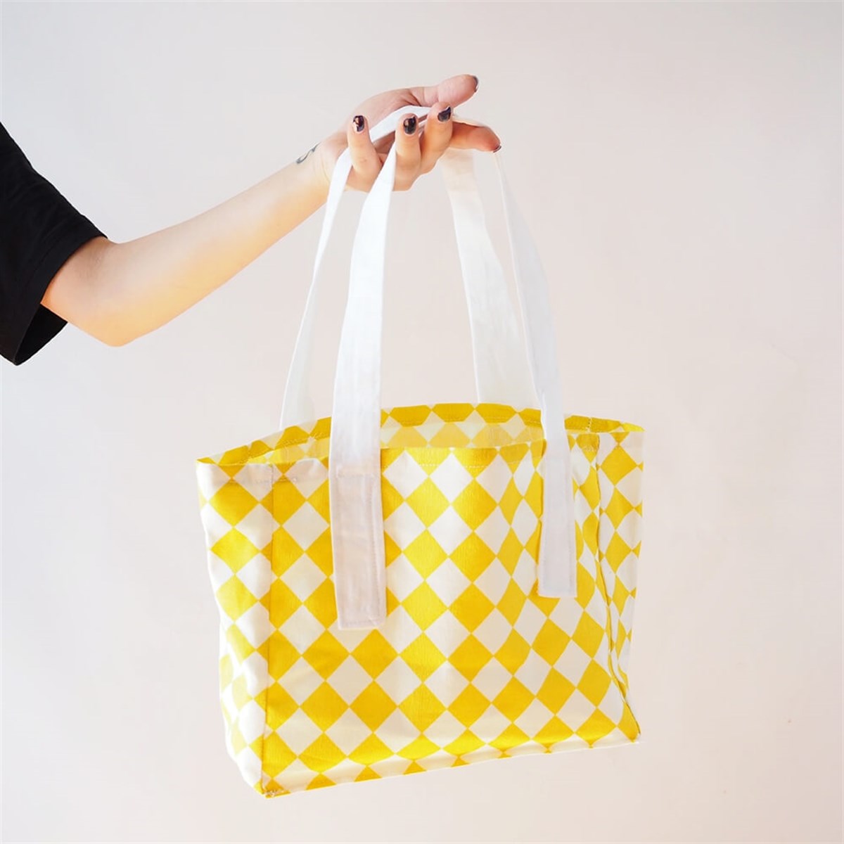 Sarı Damalı Bez Kol Çantası I Handmade