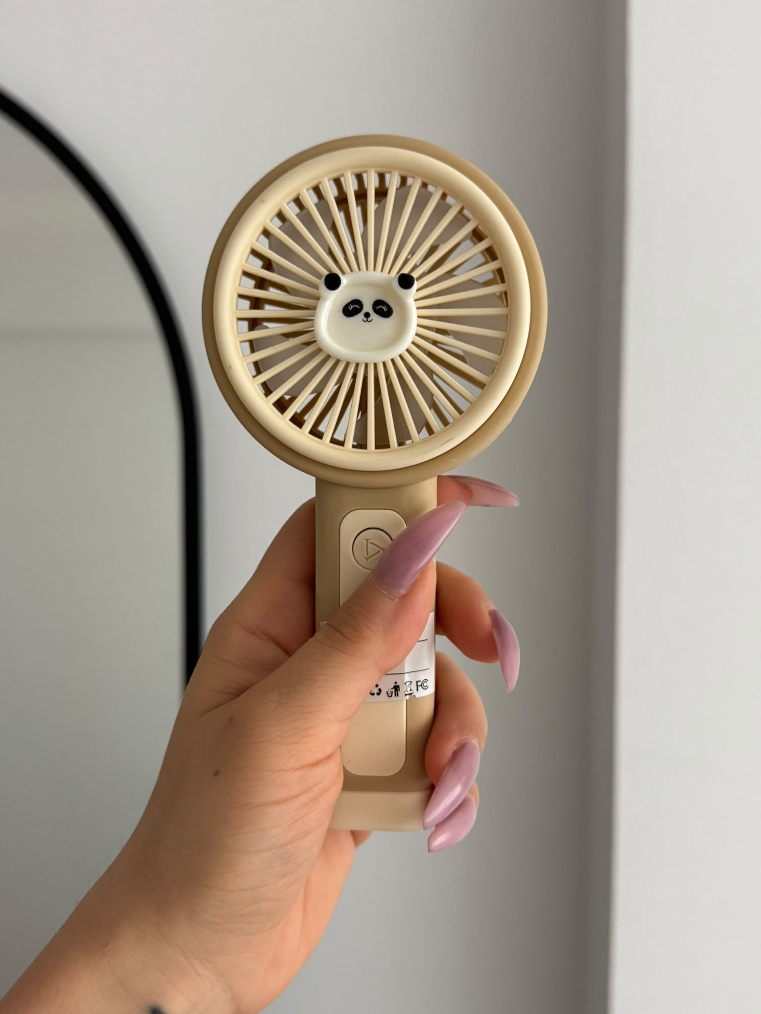 Şarjlı Mini El Fanı Bej Panda