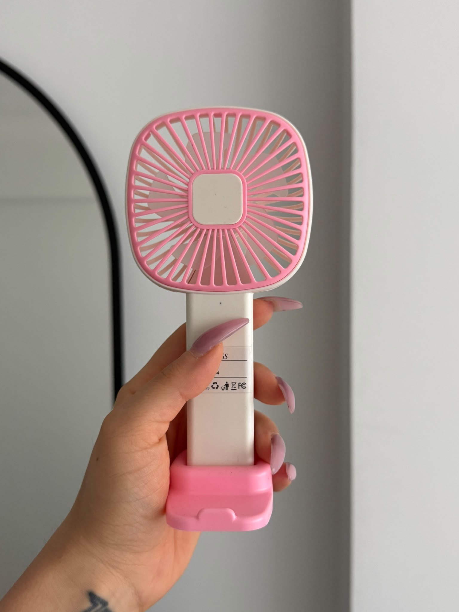 Şarjlı Mini El Fanı Kare Pembe
