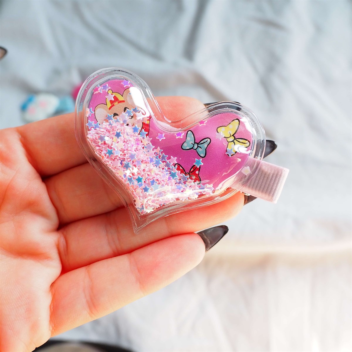 Şeffaf Kalp Simli Pens Toka