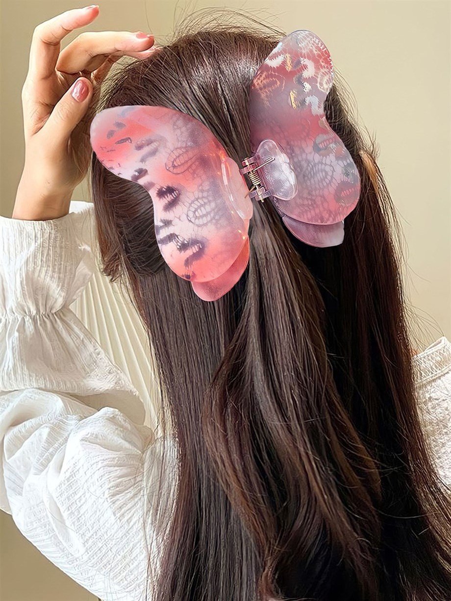 Şeffaf Pembe Aesthetic Kelebek Mandal Toka