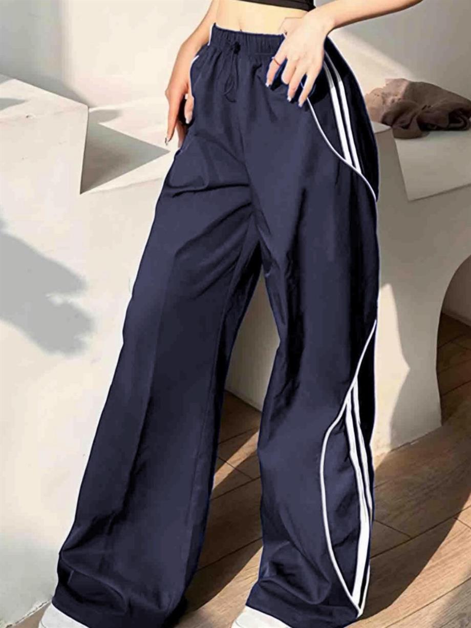 Şerit Detaylı Lacivert Baggy Eşofman Altı